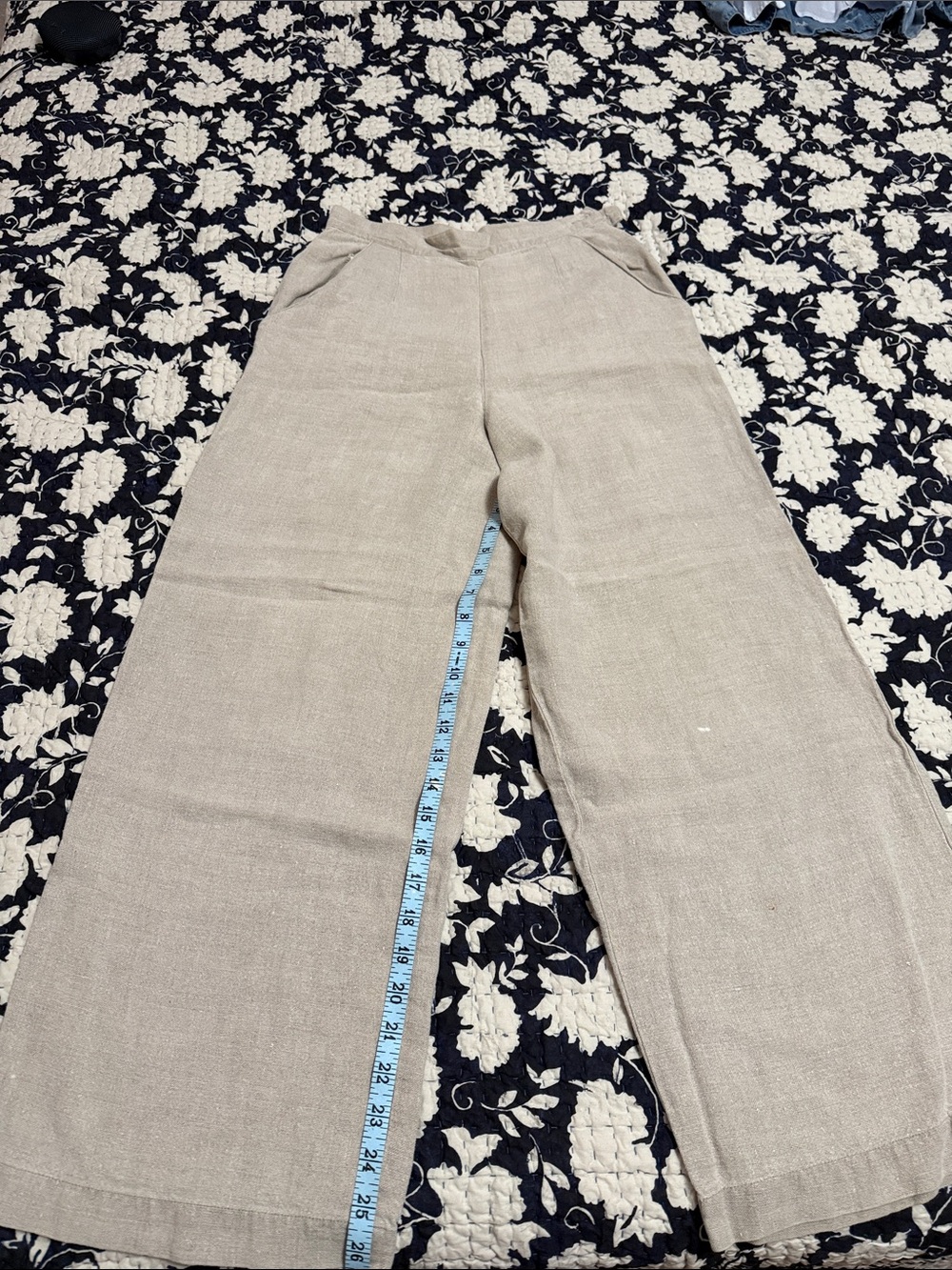GAP Beige Wide-Leg Linen high waisted Pants